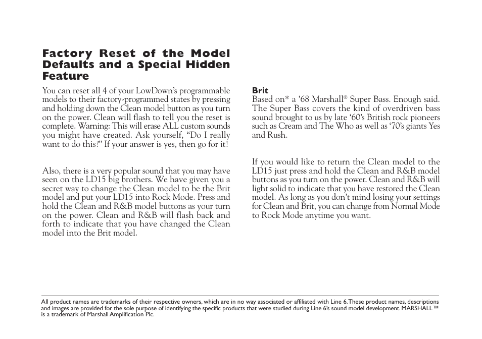 Line 6 LowDown LD-15 User Manual | Page 12 / 12