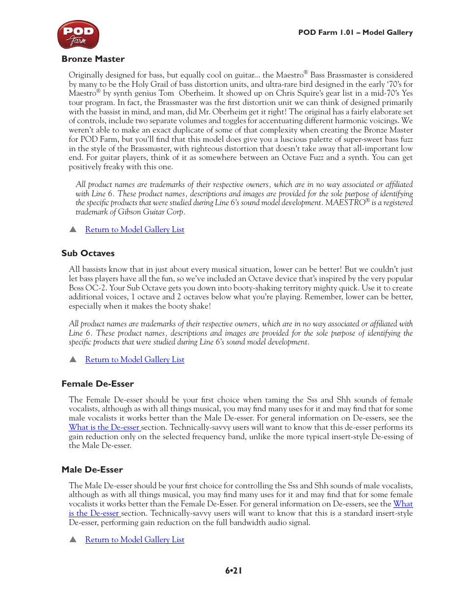 Line 6 POD Farm UX1 User Manual | Page 116 / 177