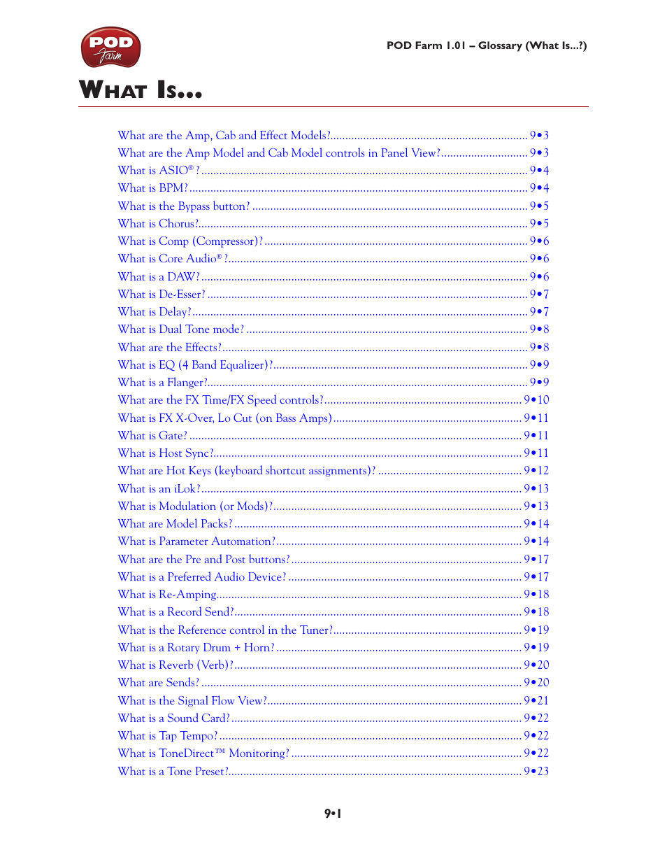 What is, What is… •1 | Line 6 POD Farm UX1 User Manual | Page 153 / 177