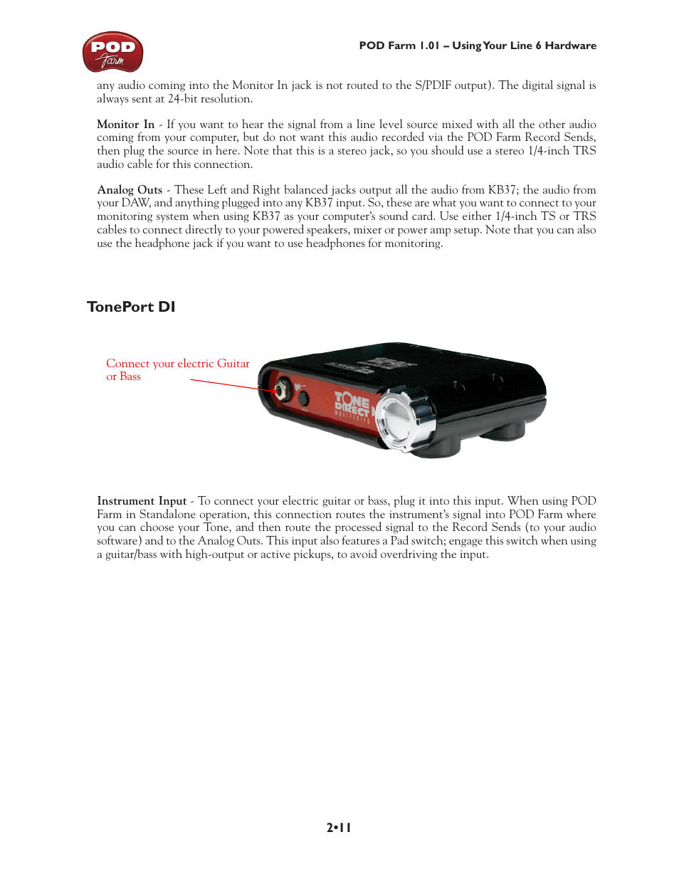 Toneport di, Toneport di •11 | Line 6 POD Farm UX1 User Manual | Page 25 / 177