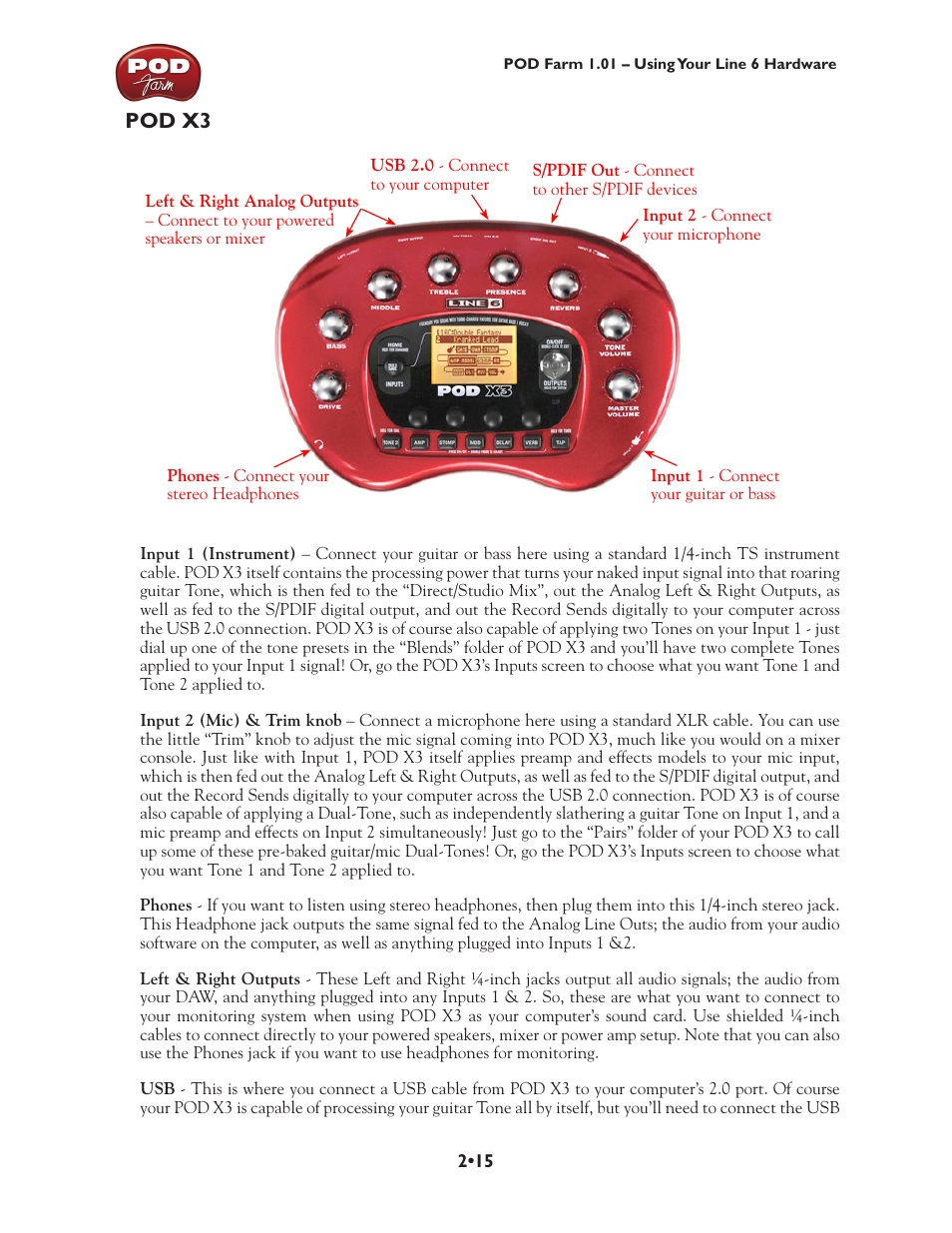 Pod x3, Pod x3 •15 | Line 6 POD Farm UX1 User Manual | Page 29 / 177