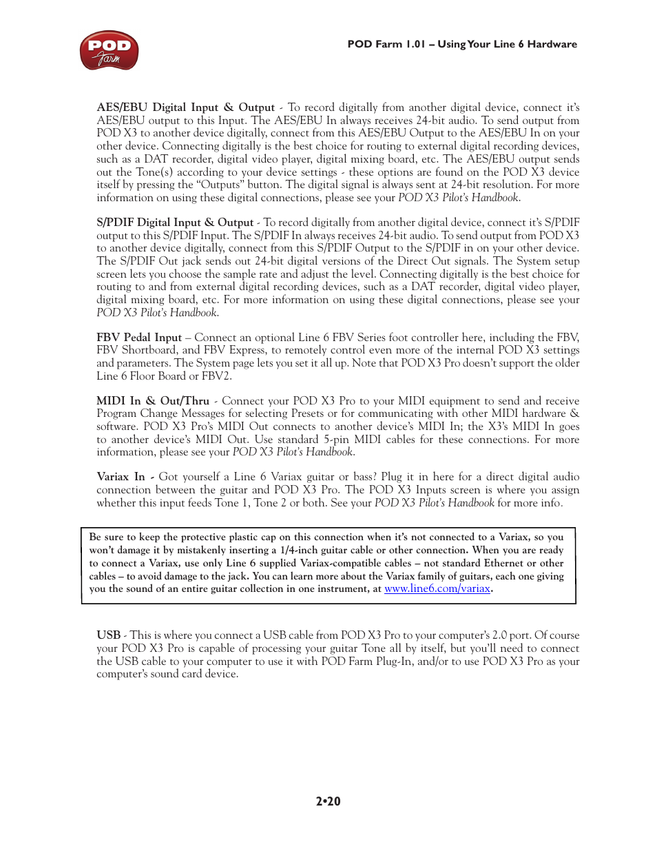 Line 6 POD Farm UX1 User Manual | Page 34 / 177