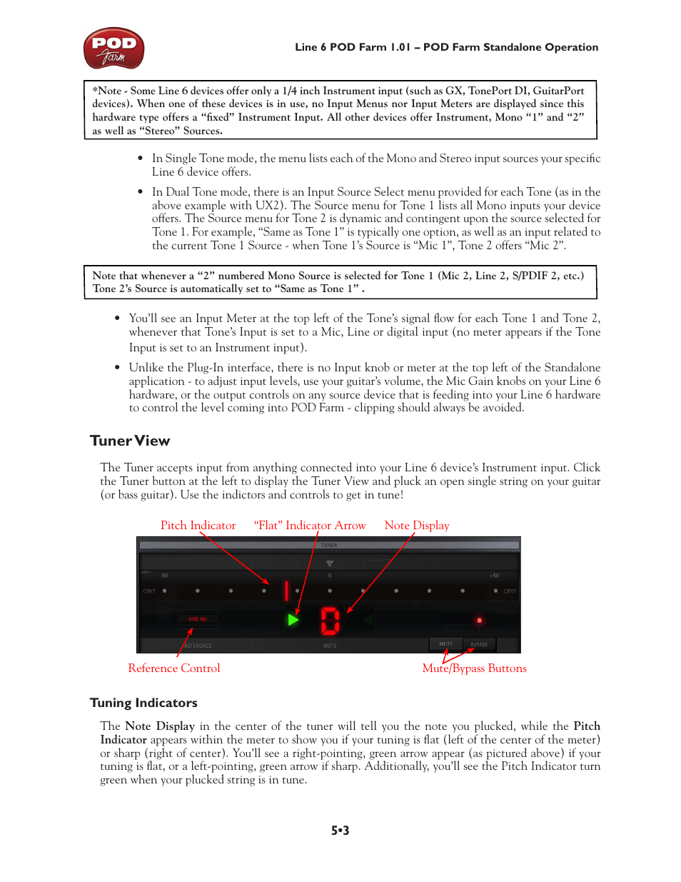 Tuner view, Tuner view •3 | Line 6 POD Farm UX1 User Manual | Page 90 / 177