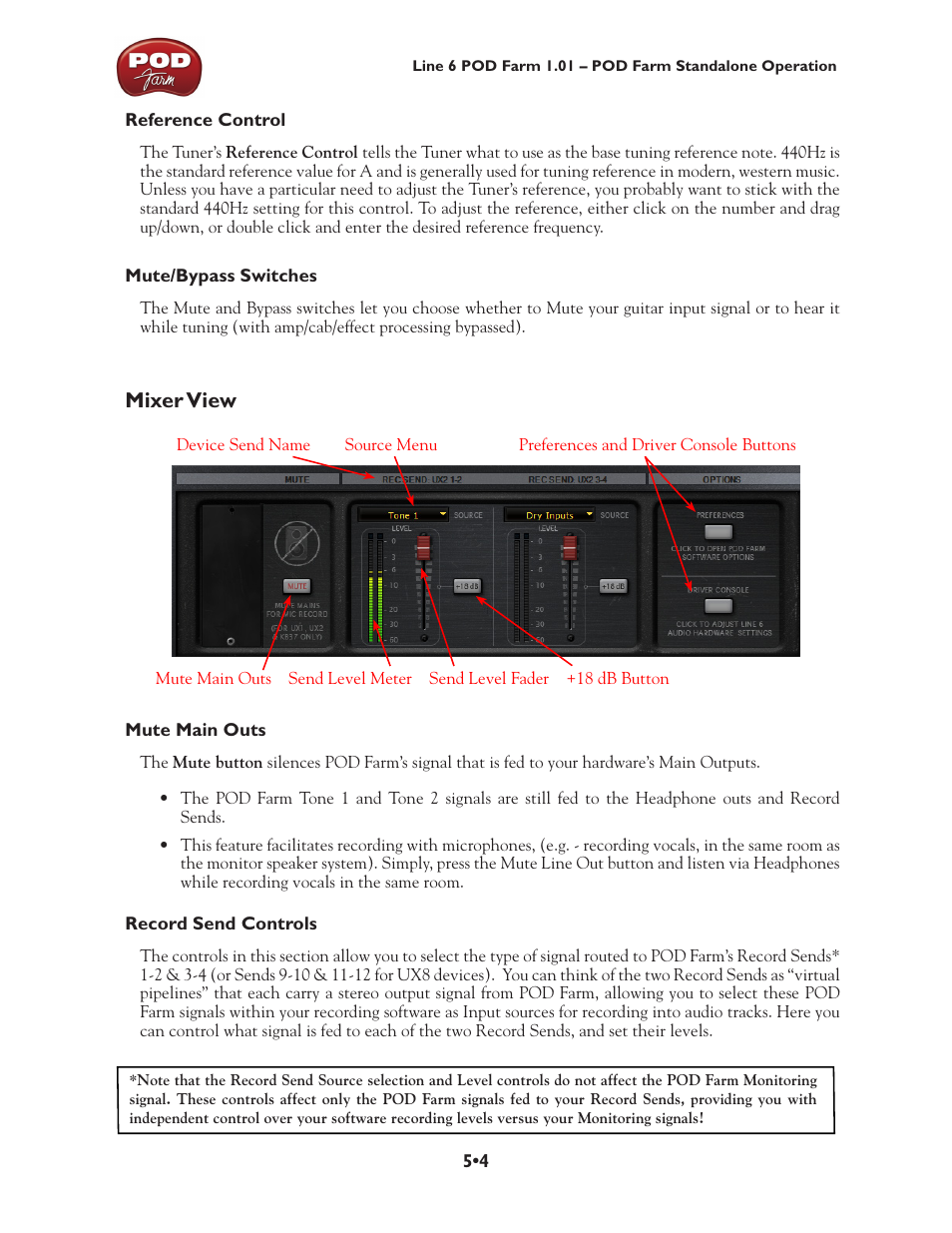 Mixer view, Mixer view •4, Pod farm | Standalone - mixer | Line 6 POD Farm UX1 User Manual | Page 91 / 177