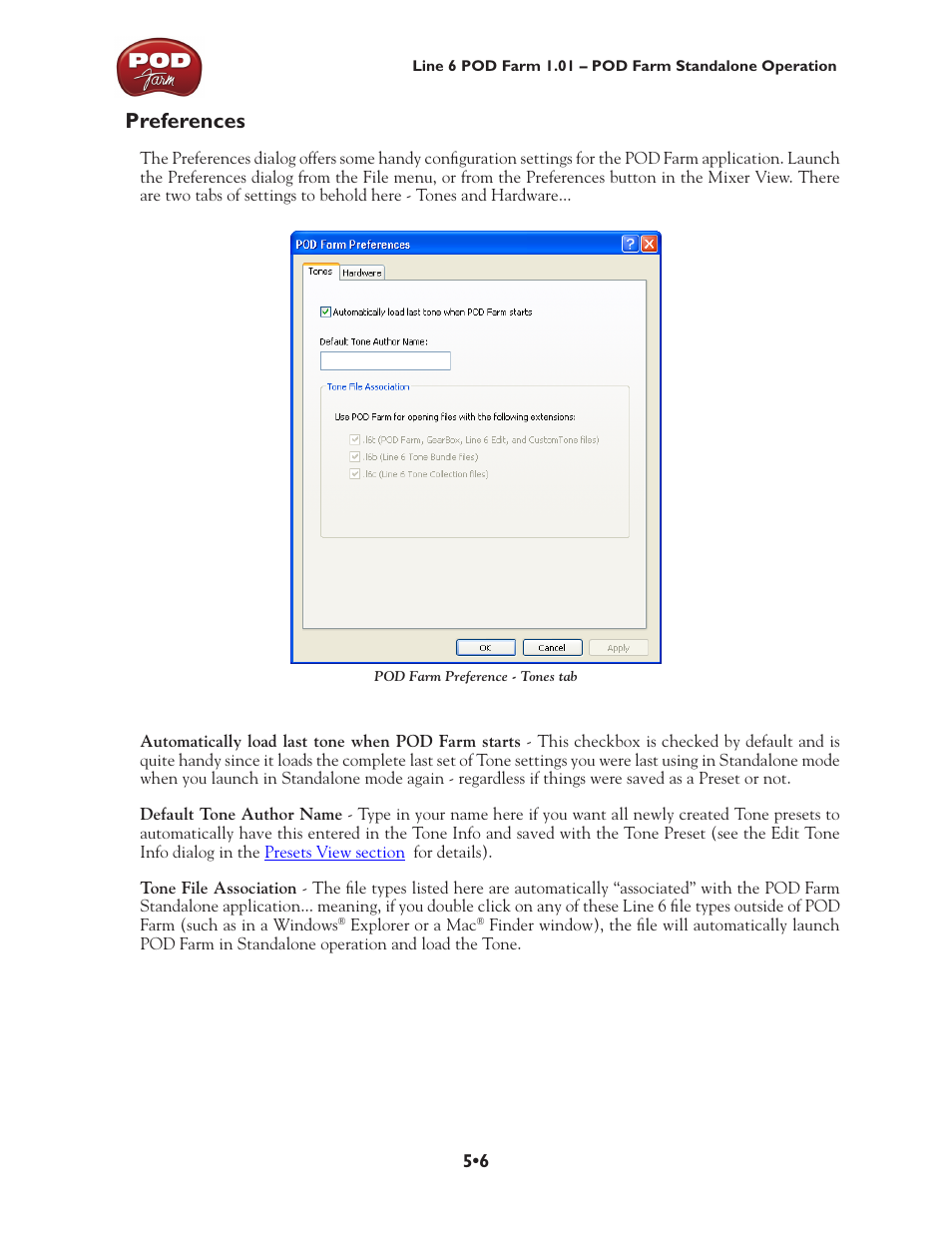 Preferences, Preferences •6 | Line 6 POD Farm UX1 User Manual | Page 93 / 177
