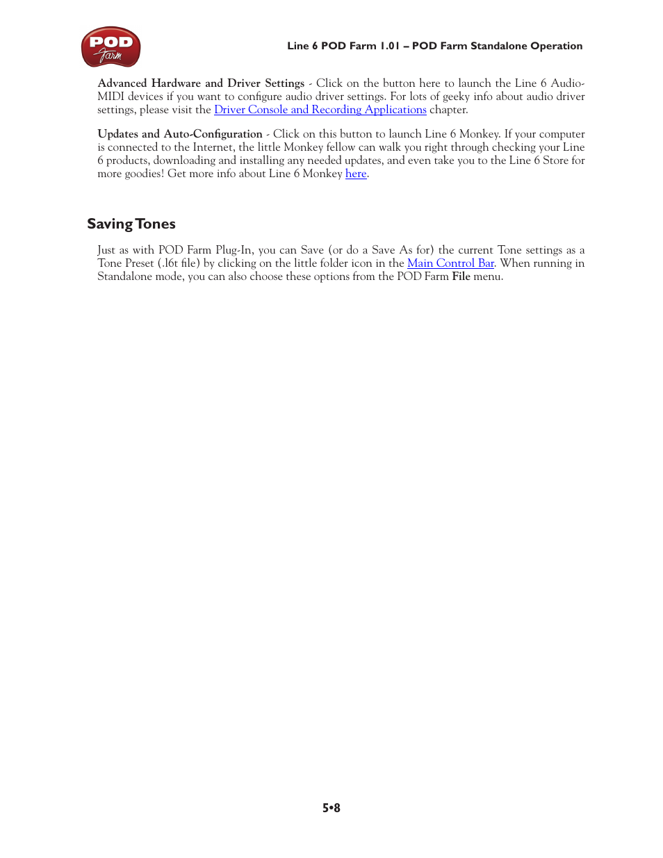 Saving tones, Saving tones •8 | Line 6 POD Farm UX1 User Manual | Page 95 / 177