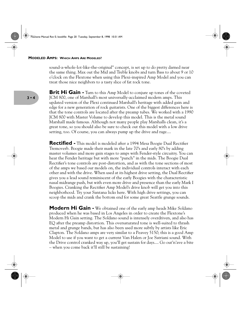 Brit hi gain, Rectified, Modern hi gain | Line 6 Flextone Cab 212S User Manual | Page 20 / 66