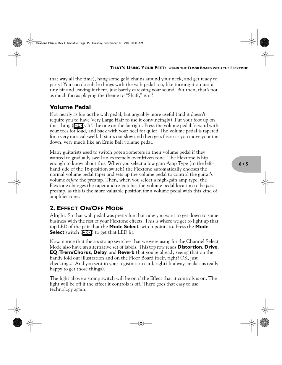 Volume pedal | Line 6 Flextone Cab 212S User Manual | Page 35 / 66