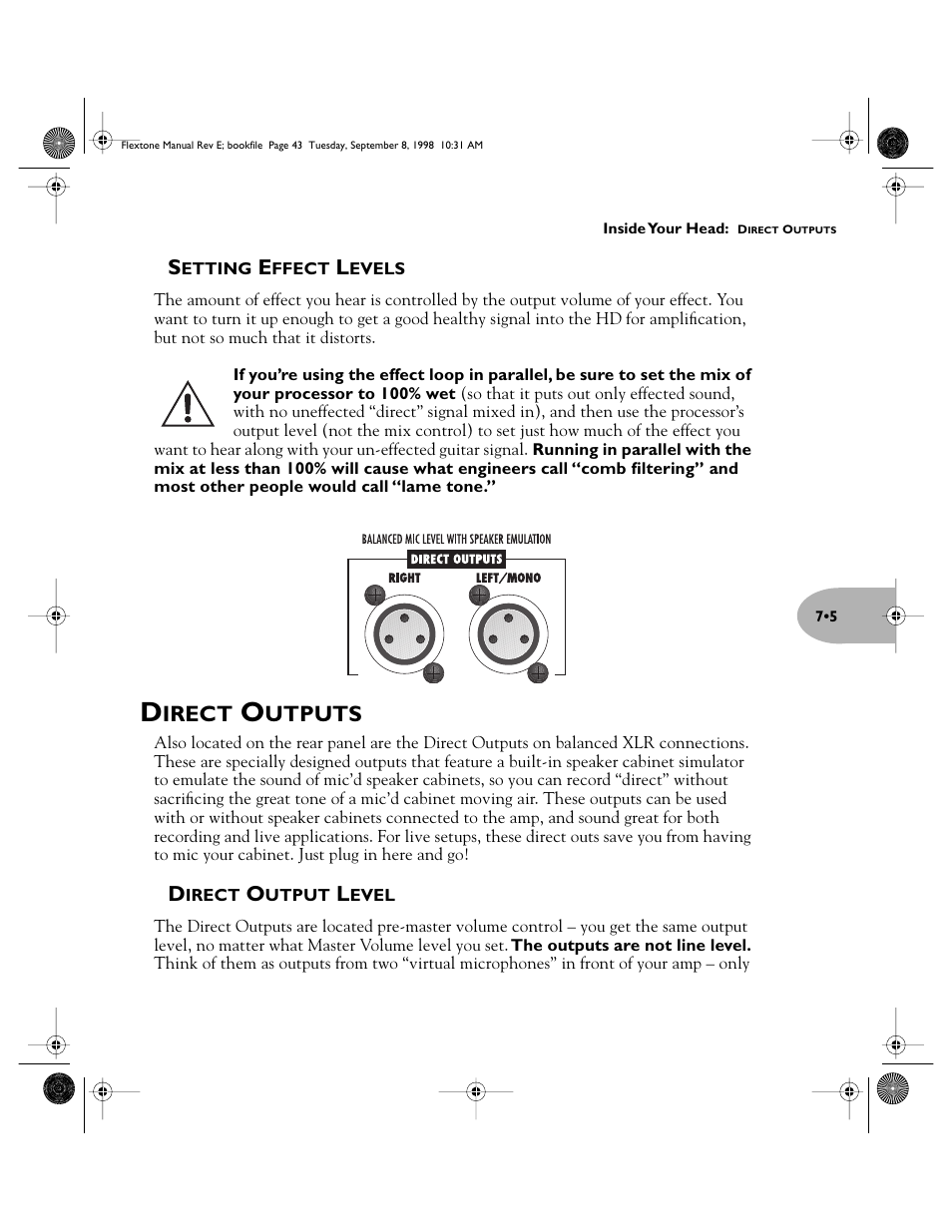 Irect, Utputs | Line 6 Flextone Cab 212S User Manual | Page 43 / 66