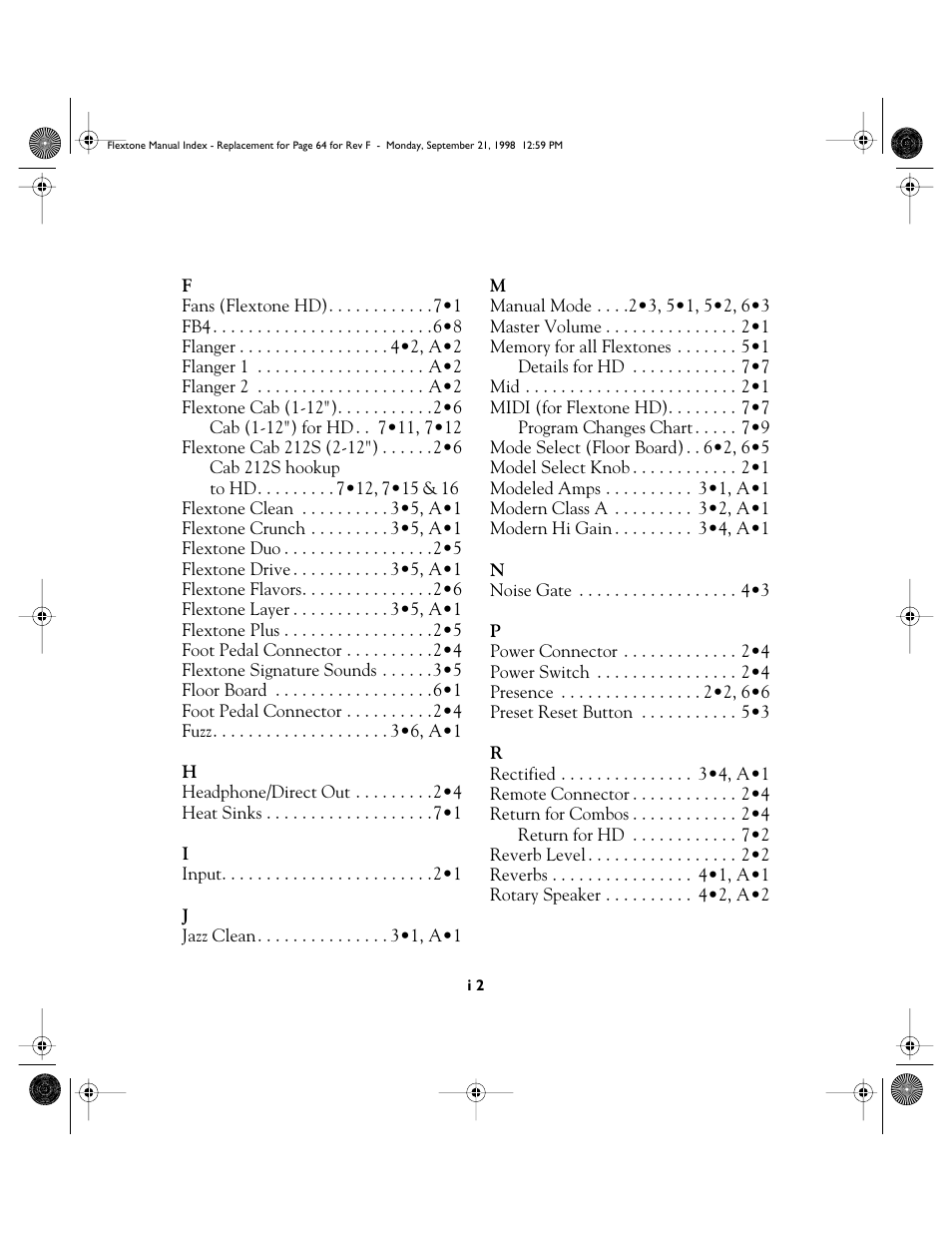 Line 6 Flextone Cab 212S User Manual | Page 64 / 66