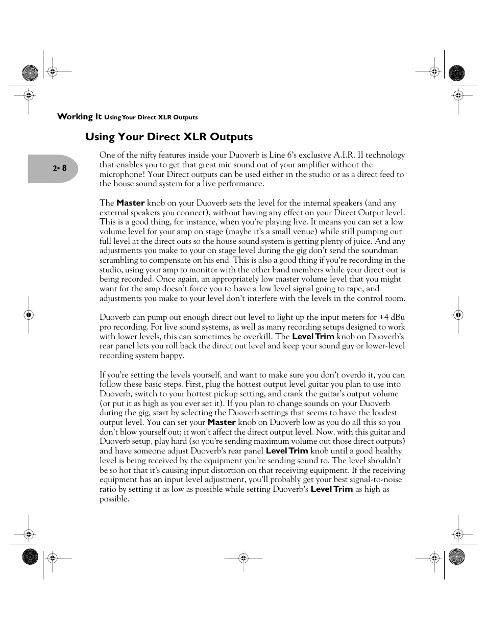 Using your direct xlr outputs | Line 6 Pilot's Handbook User Manual | Page 13 / 42