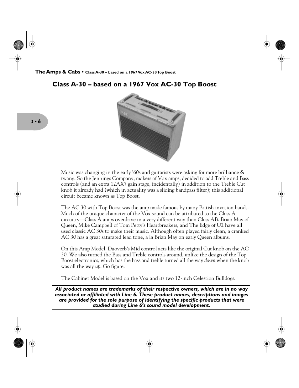 Class a-30 – based on a 1967 vox ac-30 top boost | Line 6 Pilot's Handbook User Manual | Page 23 / 42