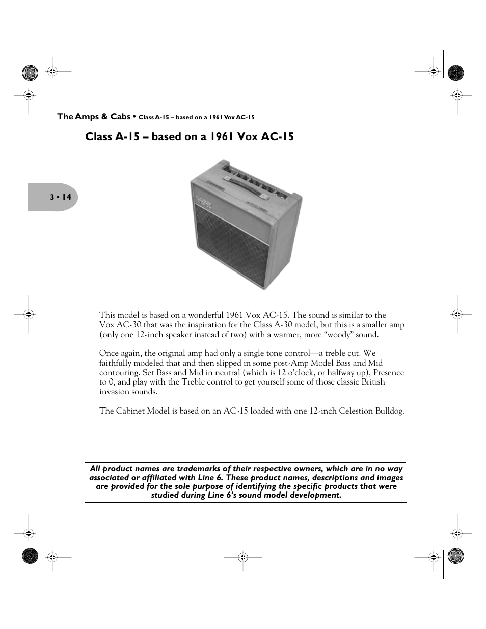 Class a-15 – based on a 1961 vox ac-15 | Line 6 Pilot's Handbook User Manual | Page 31 / 42
