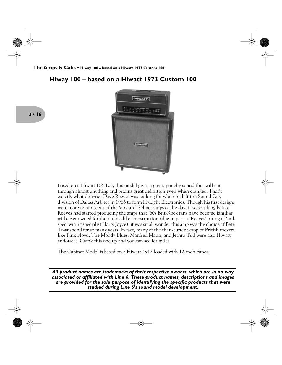 Hiway 100 – based on a hiwatt 1973 custom 100 | Line 6 Pilot's Handbook User Manual | Page 33 / 42