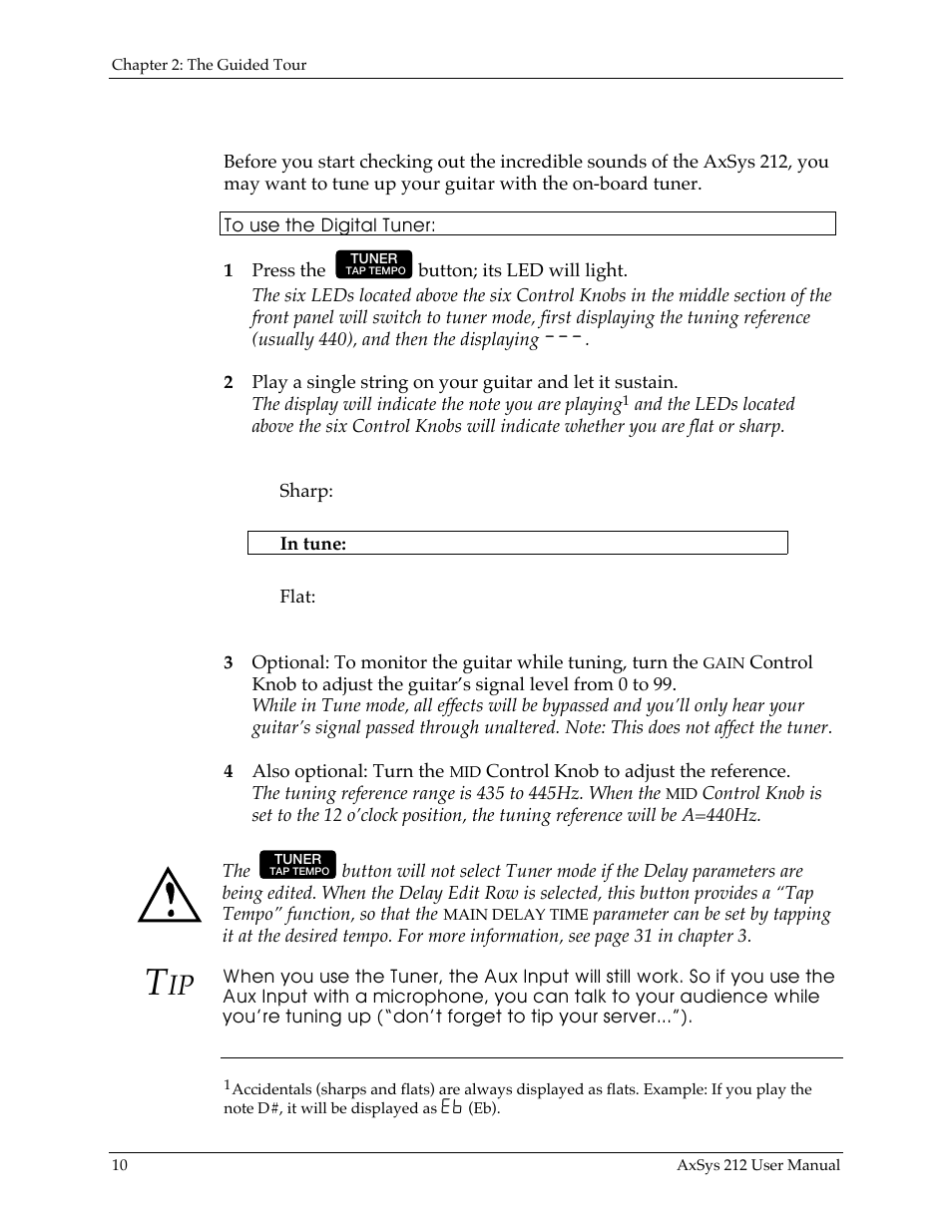 Tuning up | Line 6 AXSys 212 User Manual | Page 10 / 48