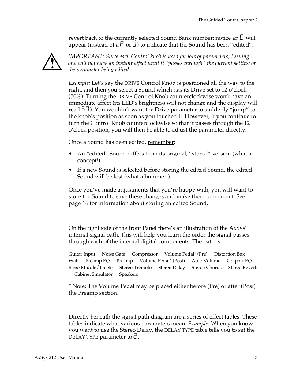 The axsys signal path, The effects tables | Line 6 AXSys 212 User Manual | Page 13 / 48