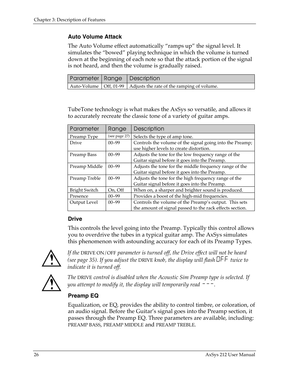 Preamp controls | Line 6 AXSys 212 User Manual | Page 26 / 48