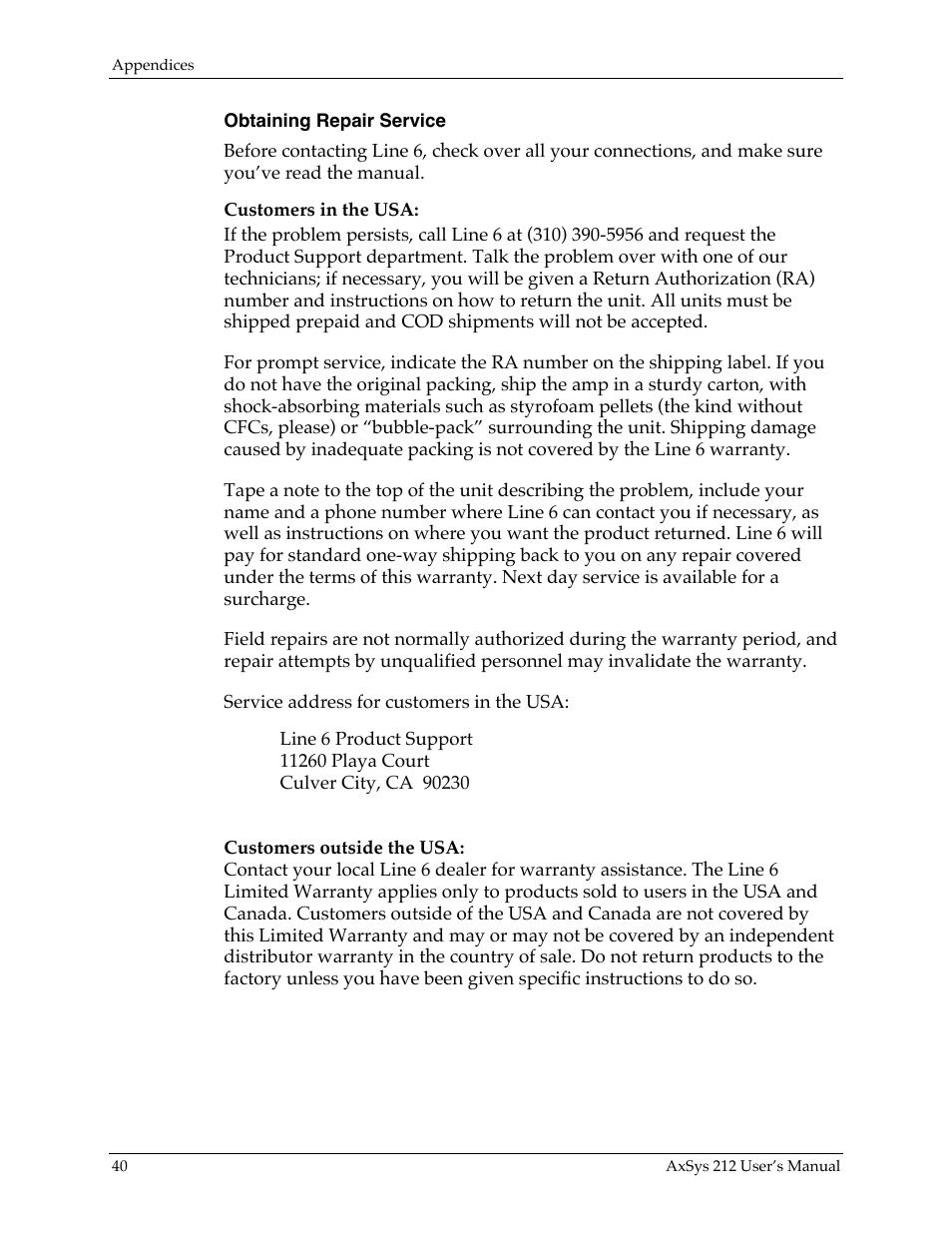 Line 6 AXSys 212 User Manual | Page 40 / 48