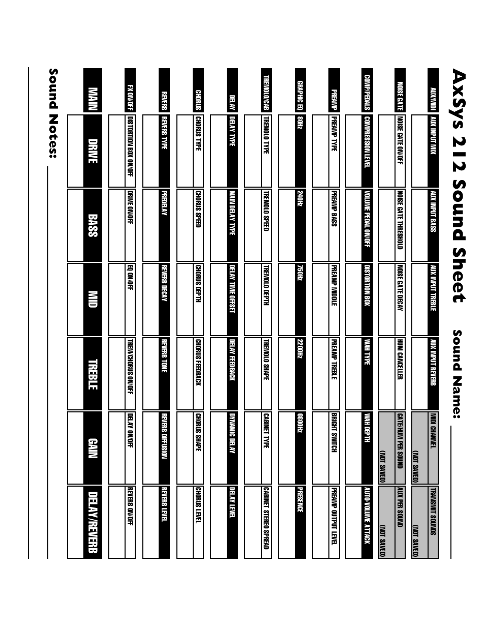 Axsys 212 sound sheet, Sound name | Line 6 AXSys 212 User Manual | Page 48 / 48