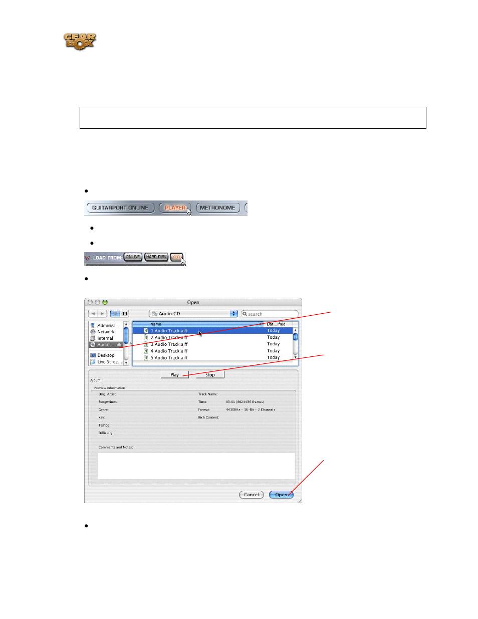How to load a track from an audio cd, Load a track from an audio cd | Line 6 headphones powered monitors User Manual | Page 61 / 187