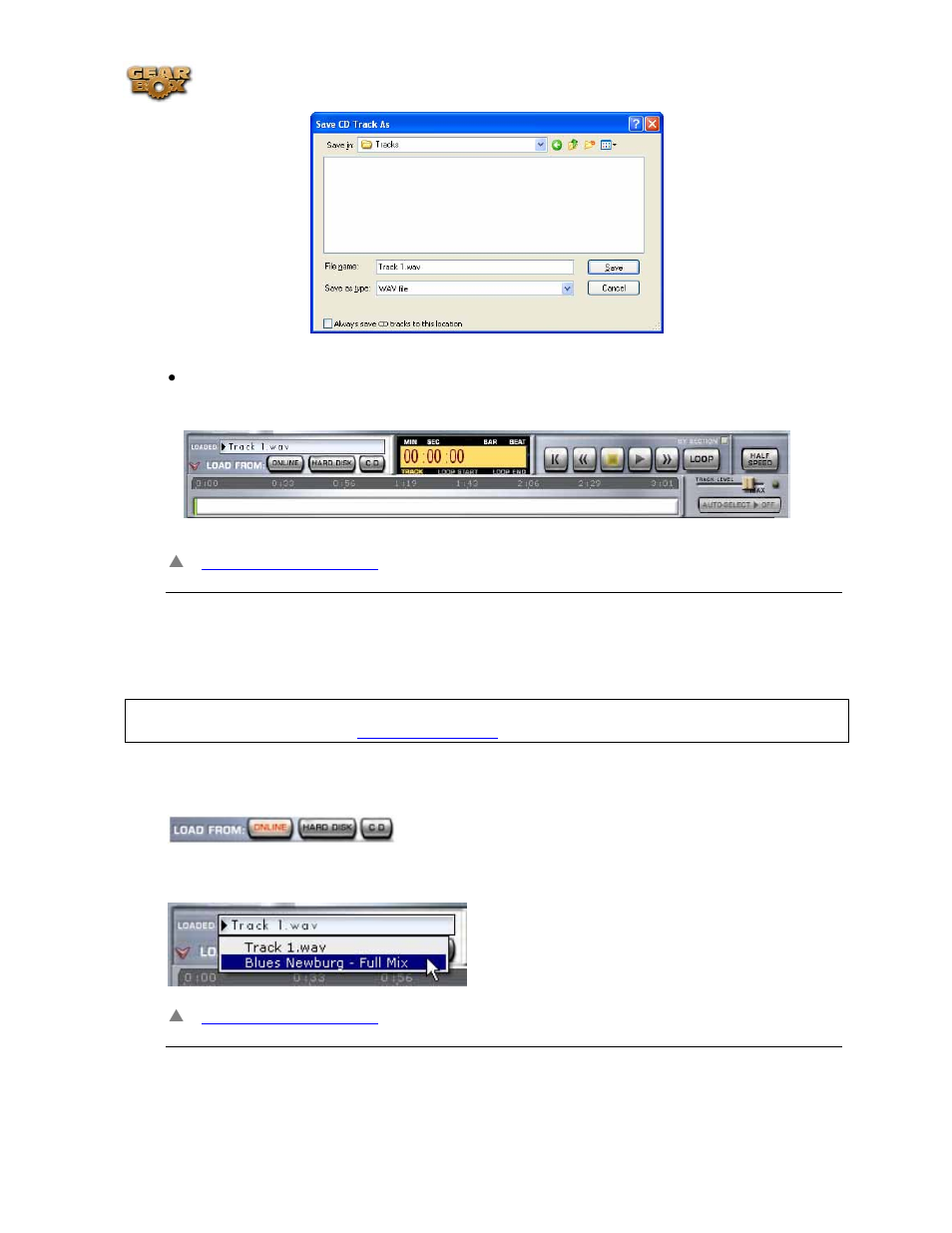 How to load a track file from guitarport online, Load a track from guitarport online | Line 6 headphones powered monitors User Manual | Page 63 / 187