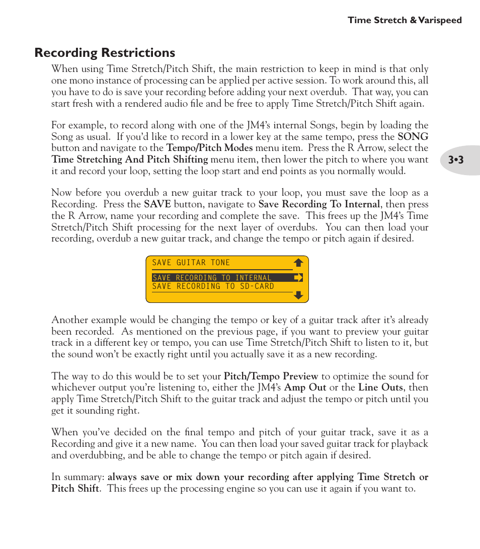 Recording restrictions | Line 6 Looper JM4 User Manual | Page 17 / 31