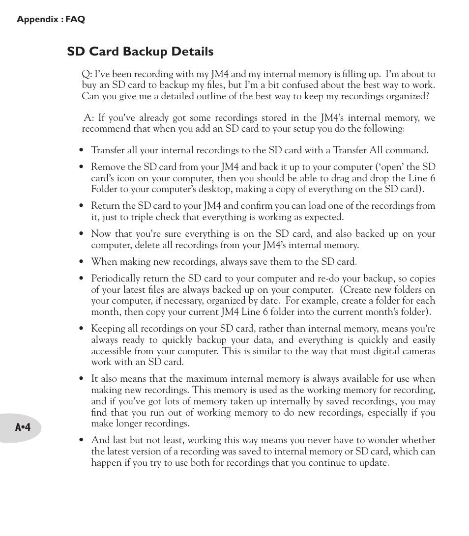 Sd card backup details | Line 6 Looper JM4 User Manual | Page 30 / 31