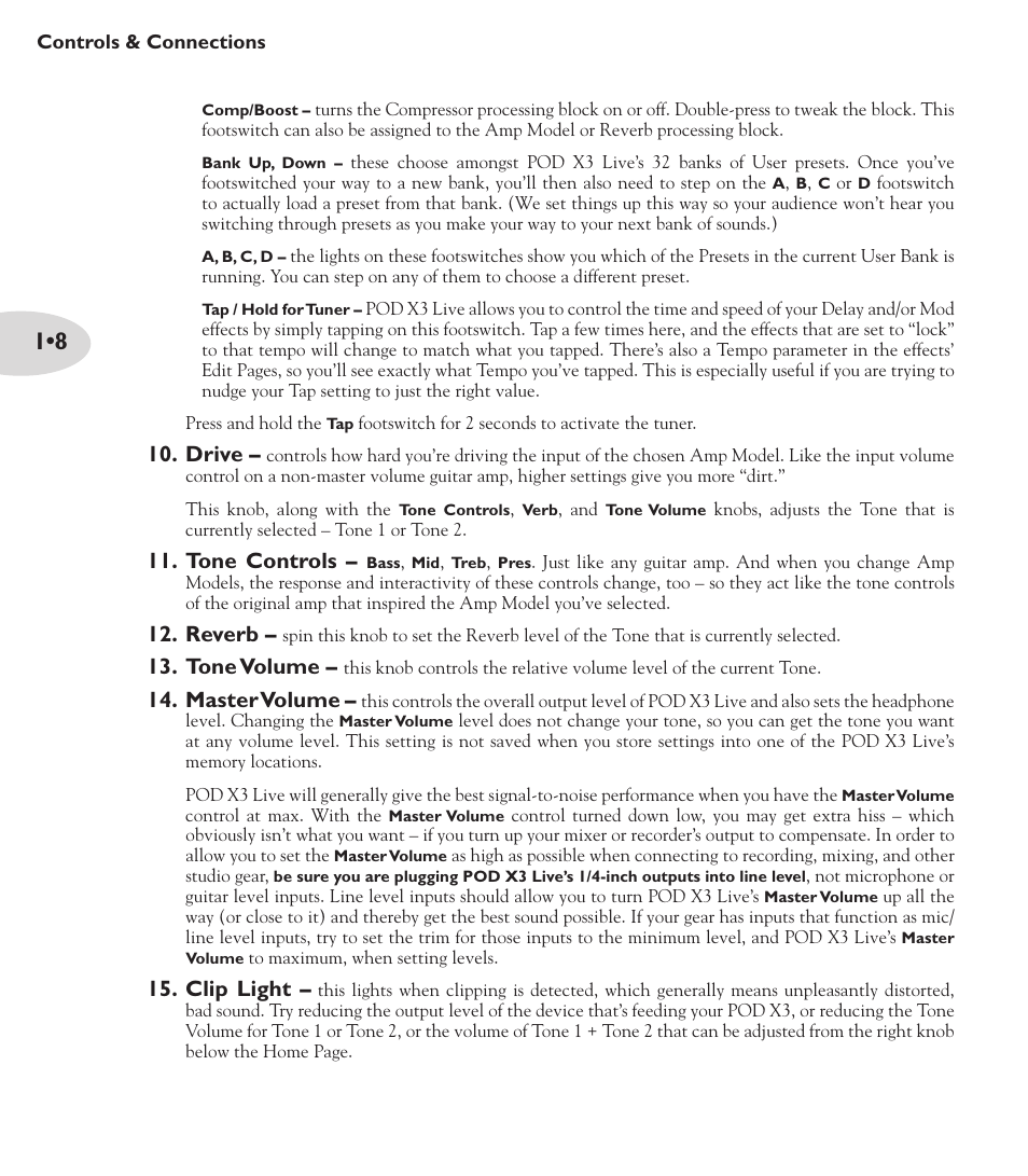 Line 6 POD X3 Family User Manual | Page 12 / 60