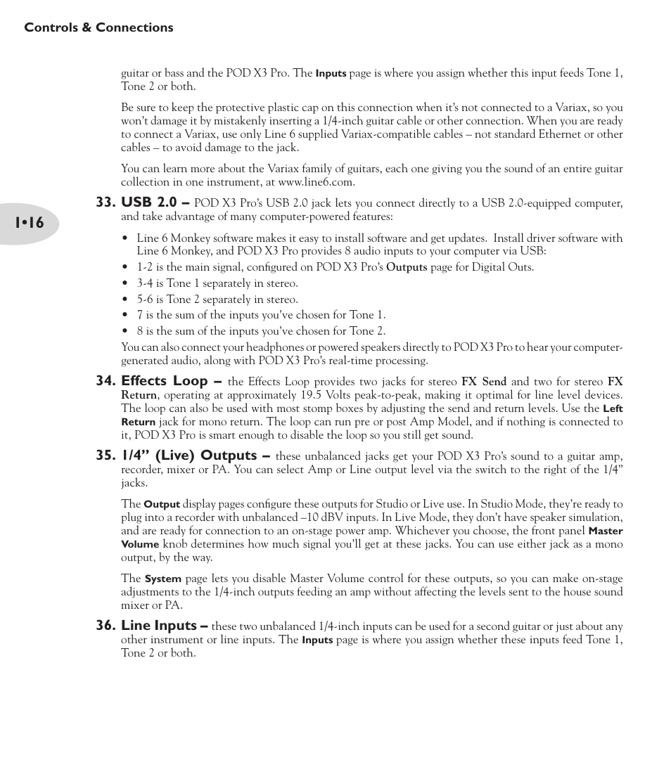 Line 6 POD X3 Family User Manual | Page 20 / 60