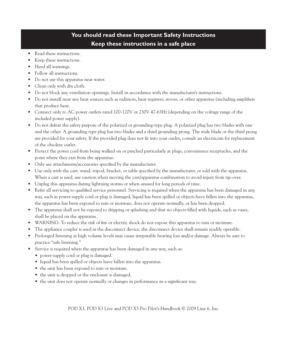 Line 6 POD X3 Family User Manual | Page 3 / 60