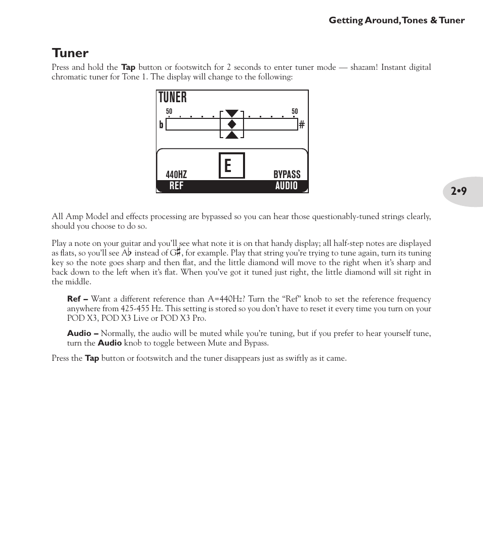 Tuner | Line 6 POD X3 Family User Manual | Page 31 / 60
