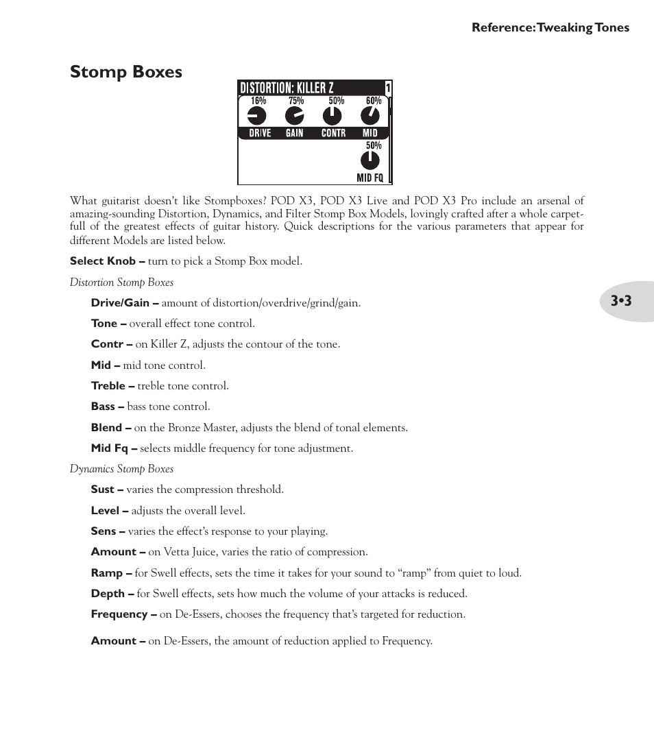 Stomp boxes | Line 6 POD X3 Family User Manual | Page 35 / 60