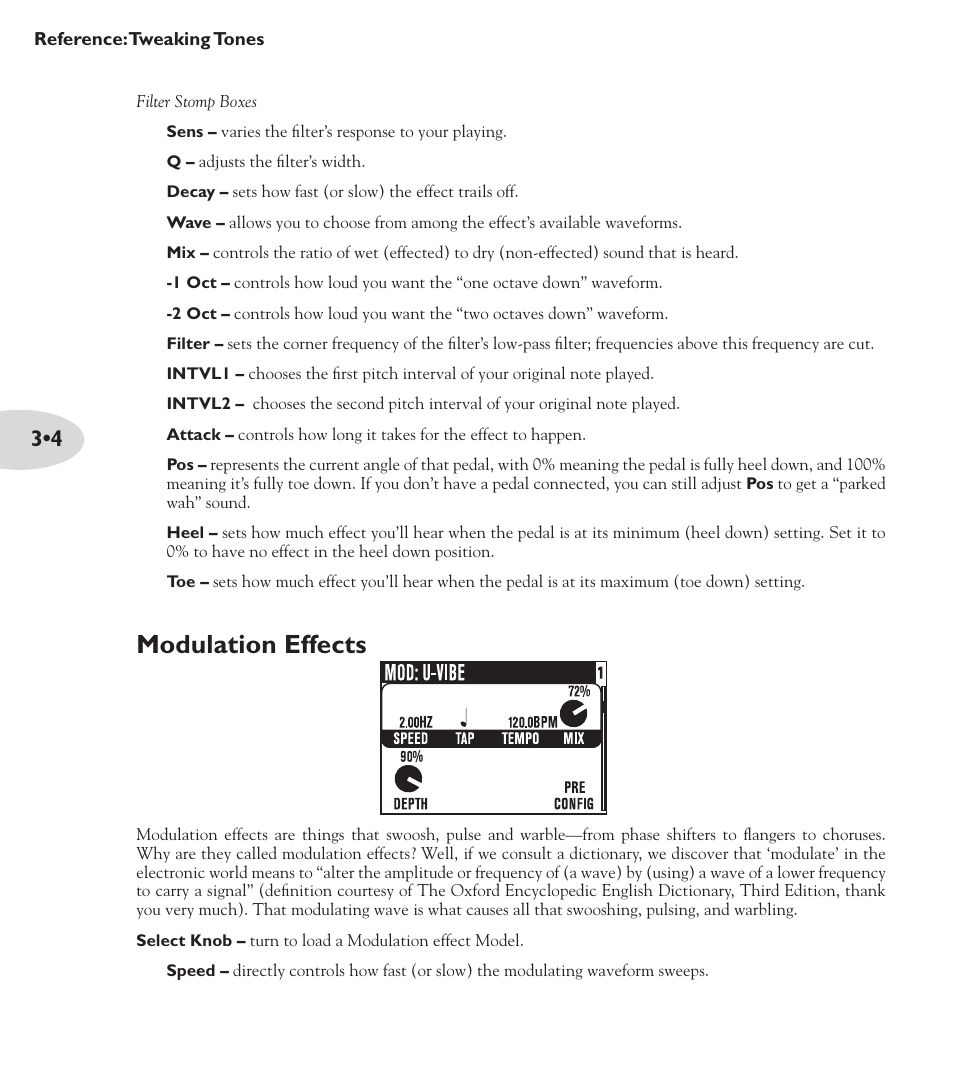 Modulation effects | Line 6 POD X3 Family User Manual | Page 36 / 60