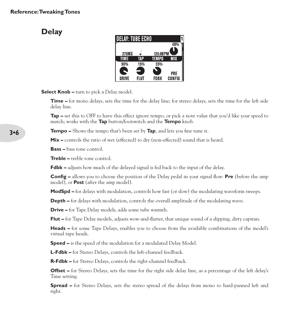 Delay | Line 6 POD X3 Family User Manual | Page 38 / 60