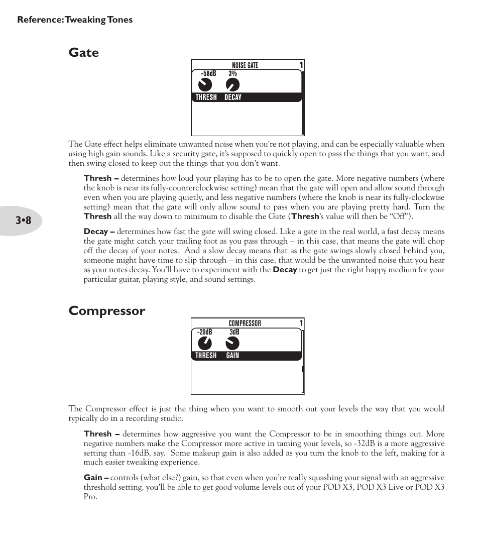 Gate, Compressor | Line 6 POD X3 Family User Manual | Page 40 / 60
