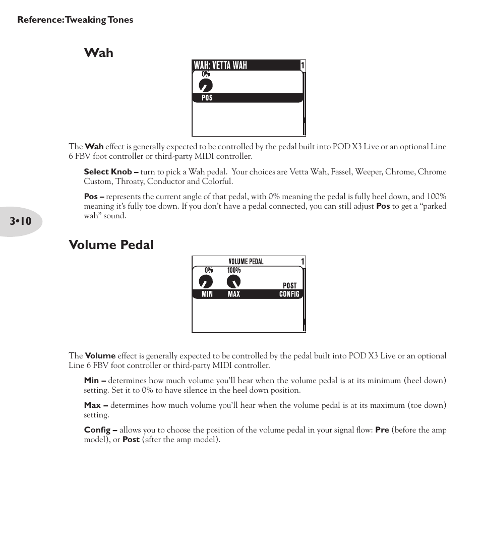 Volume pedal | Line 6 POD X3 Family User Manual | Page 42 / 60