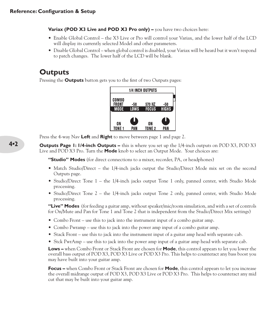 Outputs | Line 6 POD X3 Family User Manual | Page 46 / 60