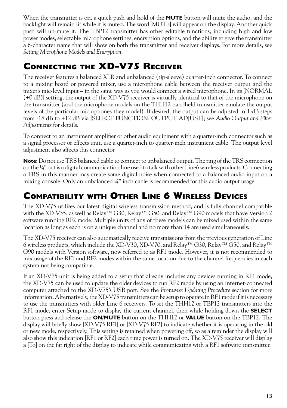 Xd-v75 r | Line 6 DIGITAL WIRELESS XD-V75 User Manual | Page 13 / 32