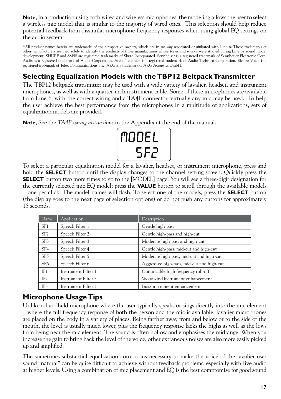Microphone usage tips | Line 6 DIGITAL WIRELESS XD-V75 User Manual | Page 17 / 32