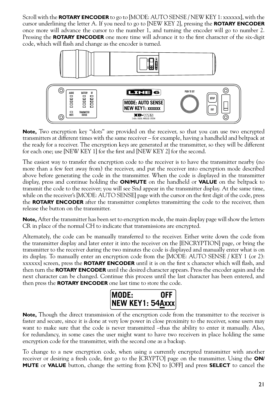 Mode: off new key1: 54axxx | Line 6 DIGITAL WIRELESS XD-V75 User Manual | Page 21 / 32