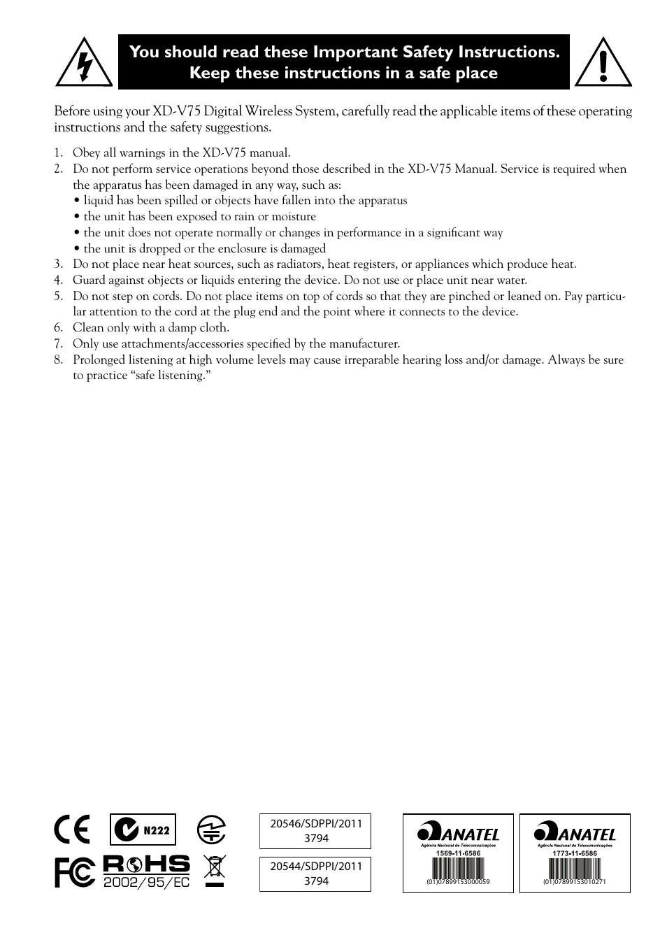 Line 6 DIGITAL WIRELESS XD-V75 User Manual | Page 3 / 32
