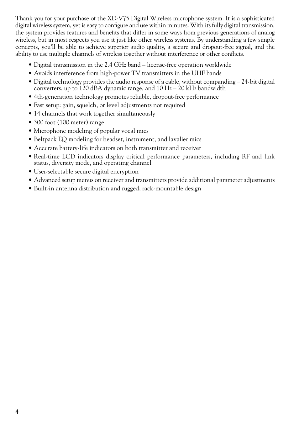 Line 6 DIGITAL WIRELESS XD-V75 User Manual | Page 4 / 32