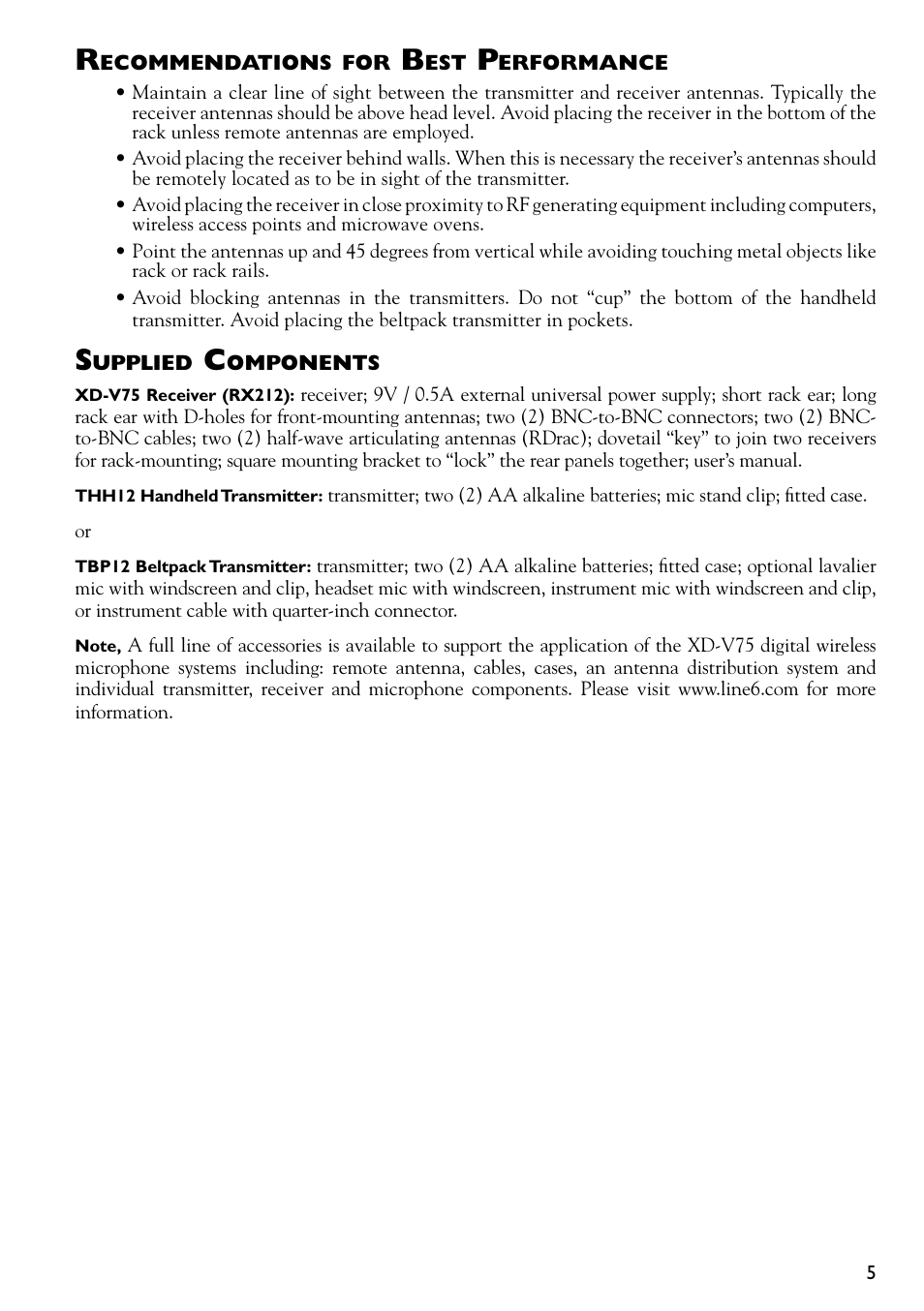Line 6 DIGITAL WIRELESS XD-V75 User Manual | Page 5 / 32