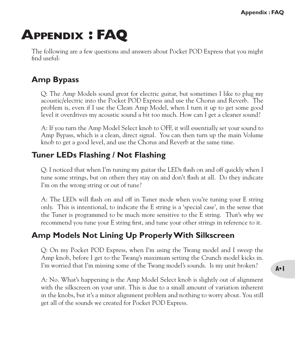 Ppendix | Line 6 Pocket Pod express User Manual | Page 11 / 13