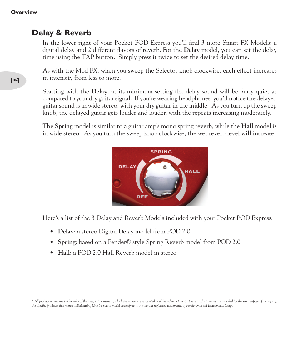 Delay & reverb | Line 6 Pocket Pod express User Manual | Page 8 / 13