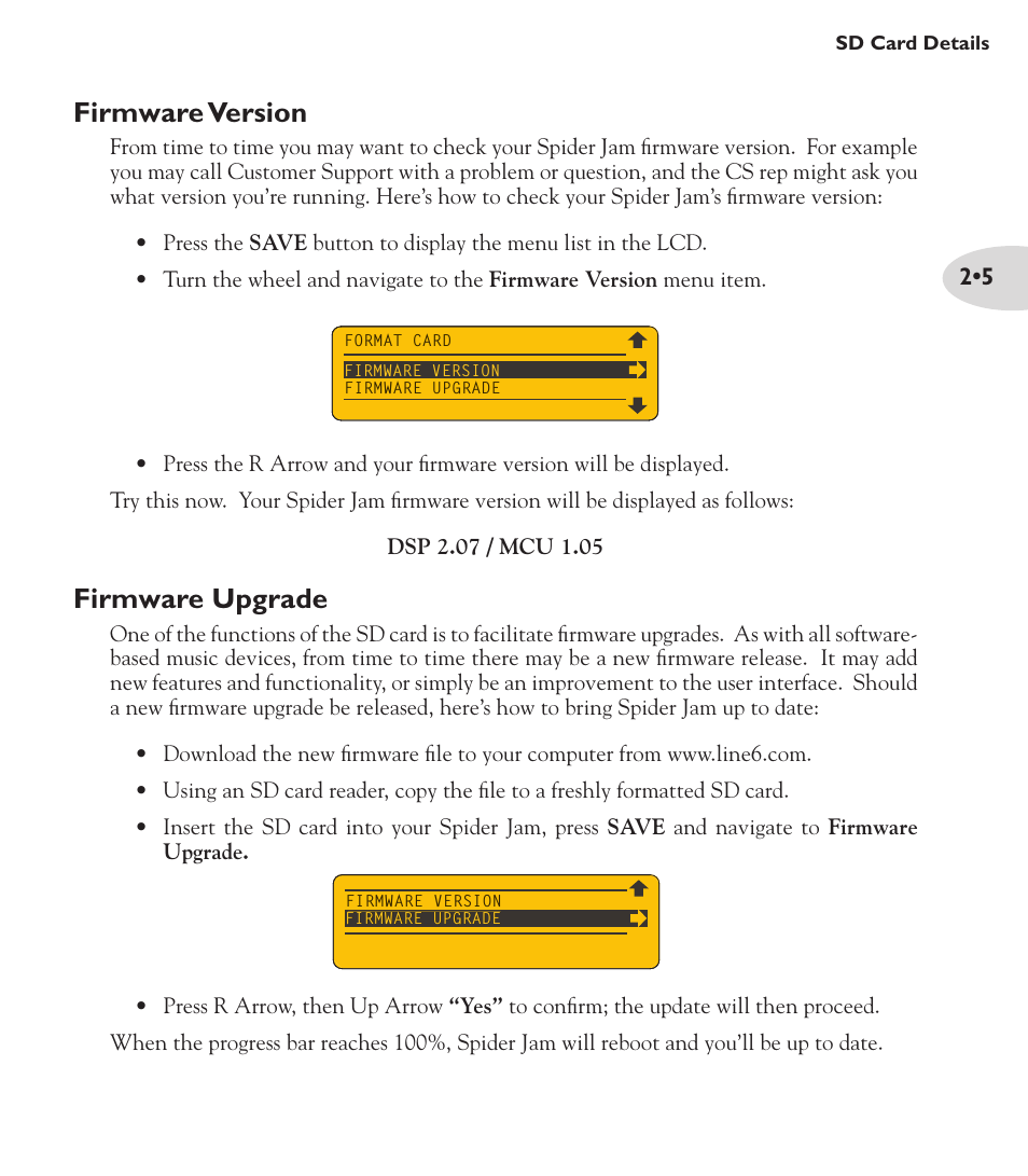 Firmware version, Firmware upgrade | Line 6 Spider Jam Amp User Manual | Page 13 / 27
