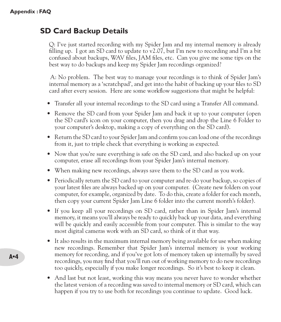 Sd card backup details | Line 6 Spider Jam Amp User Manual | Page 26 / 27