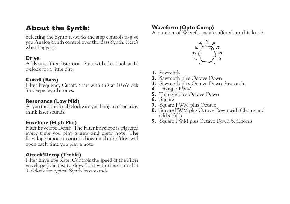 About the synth | Line 6 Studio 110 User Manual | Page 12 / 14