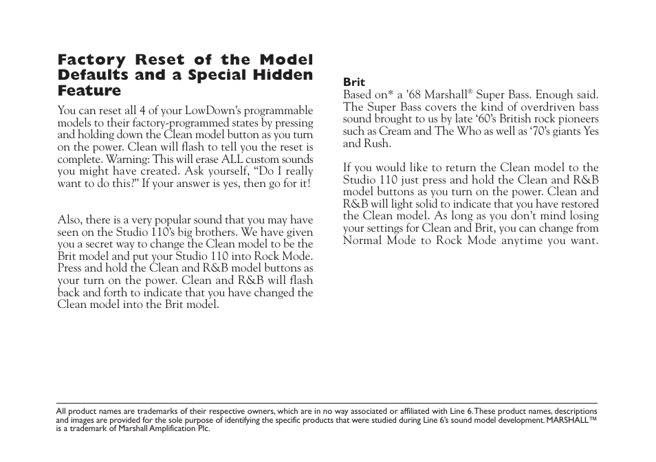Line 6 Studio 110 User Manual | Page 14 / 14