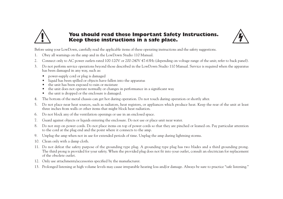 Line 6 Studio 110 User Manual | Page 4 / 14